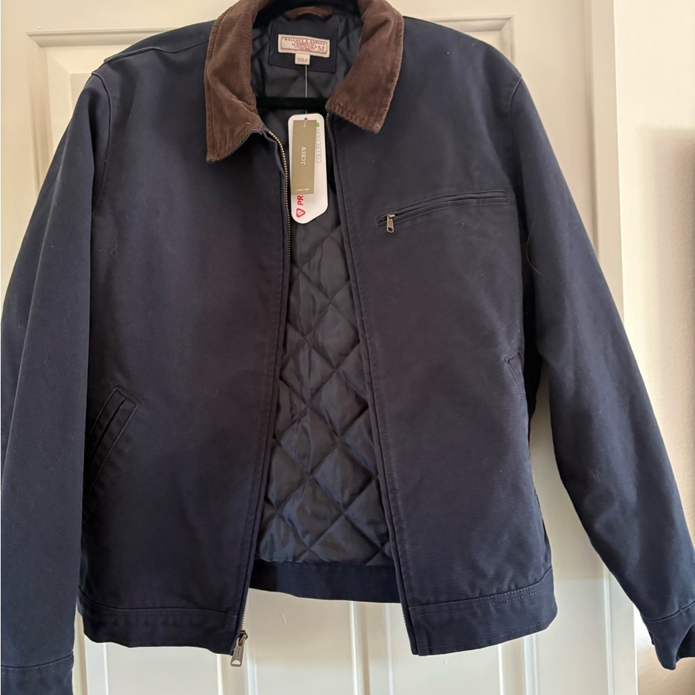 J. Crew Wallace & Barnes canvas work jacket.  Navy Blue